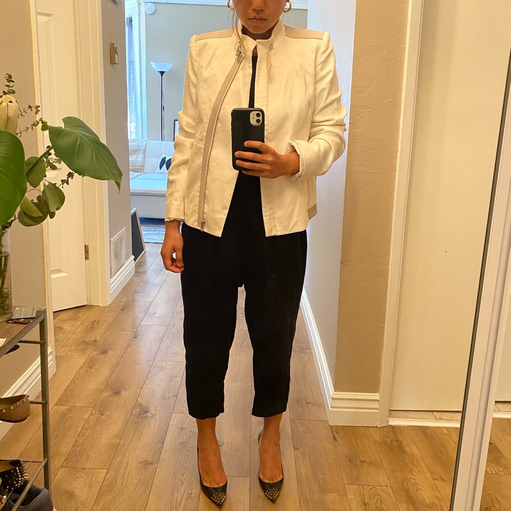 Helmut Lang leather mix media jacket sz 2